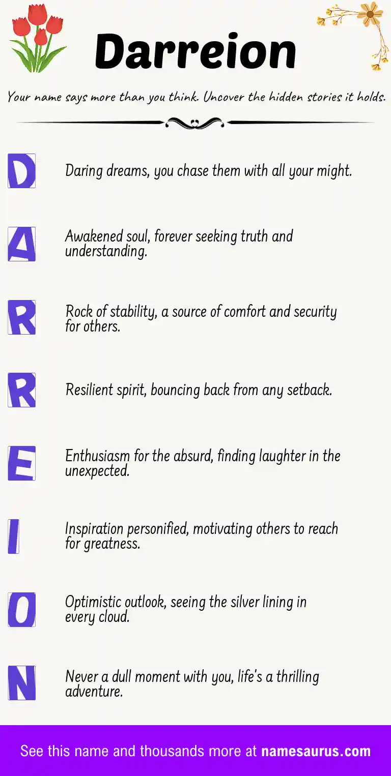 Acrostic poem about Darreion.