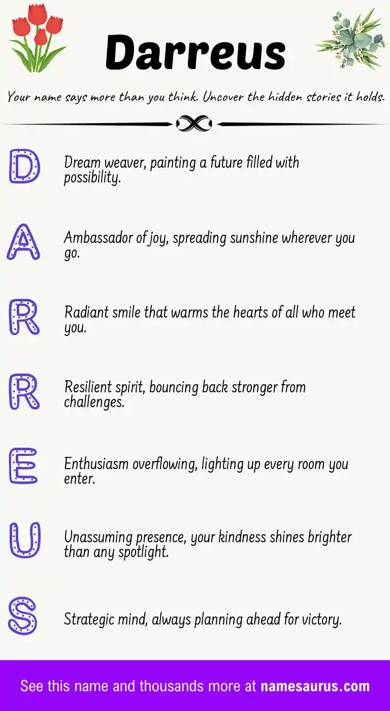 Acrostic poem about Darreus.