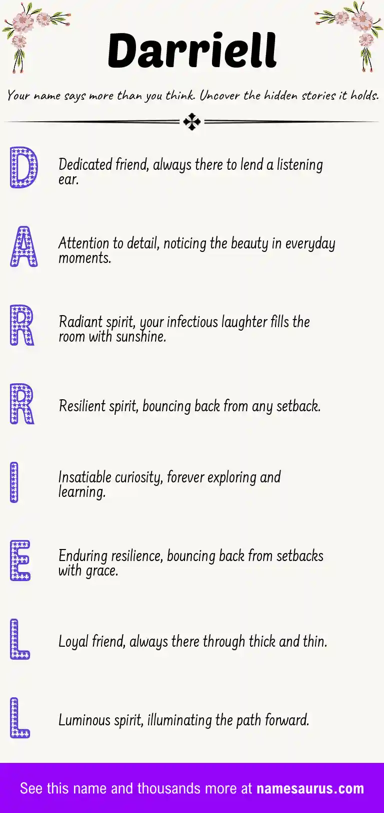 Acrostic poem about Darriell.