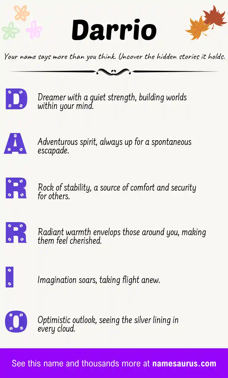 Acrostic poem about Darrio.