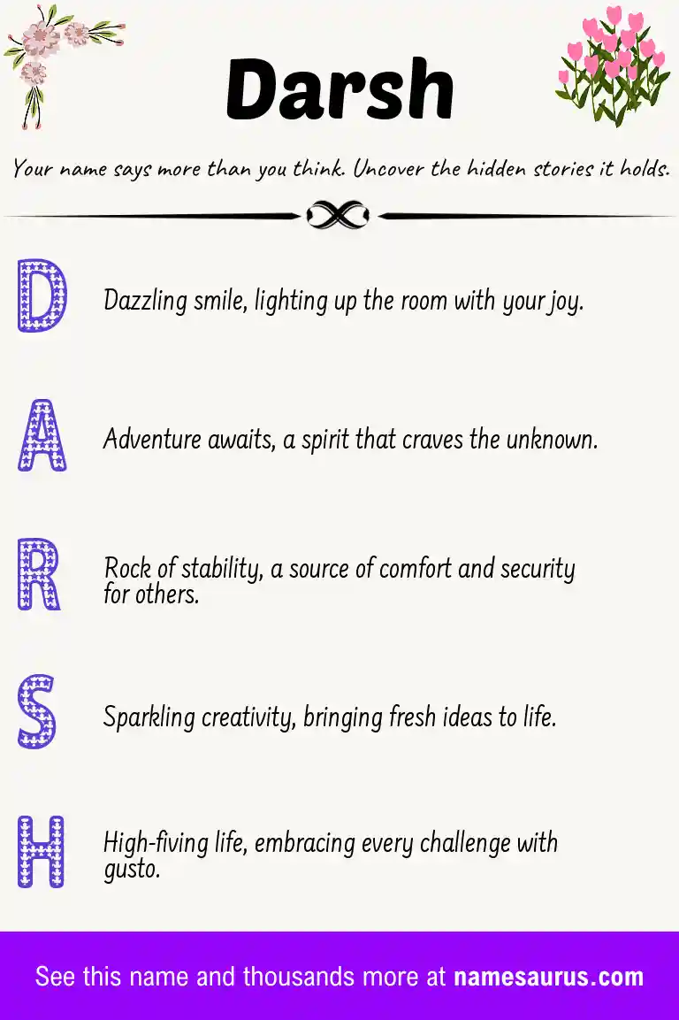 Acrostic poem about Darsh.