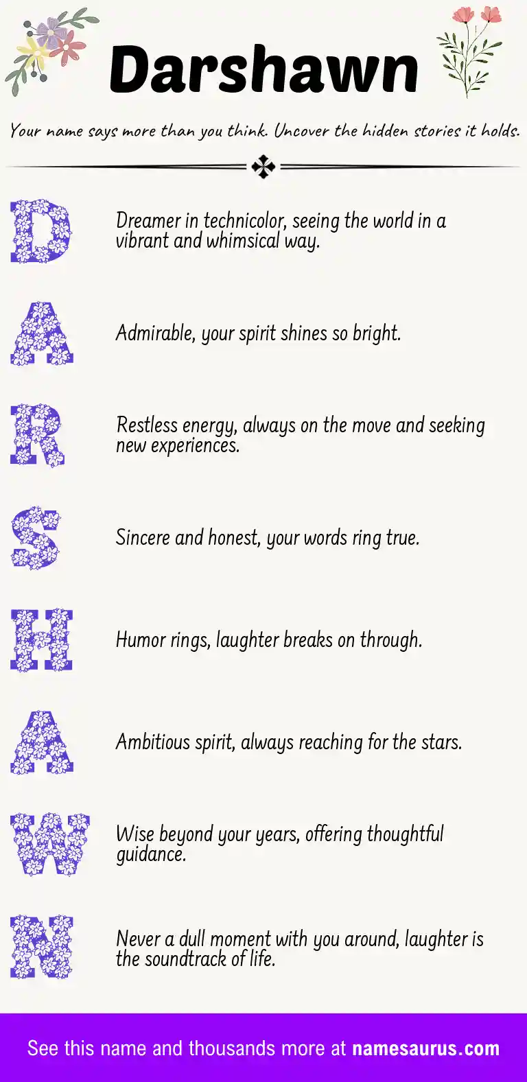 Acrostic poem about Darshawn.