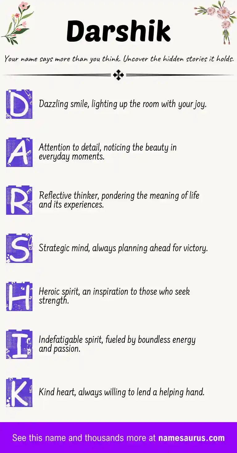 Acrostic poem about Darshik.