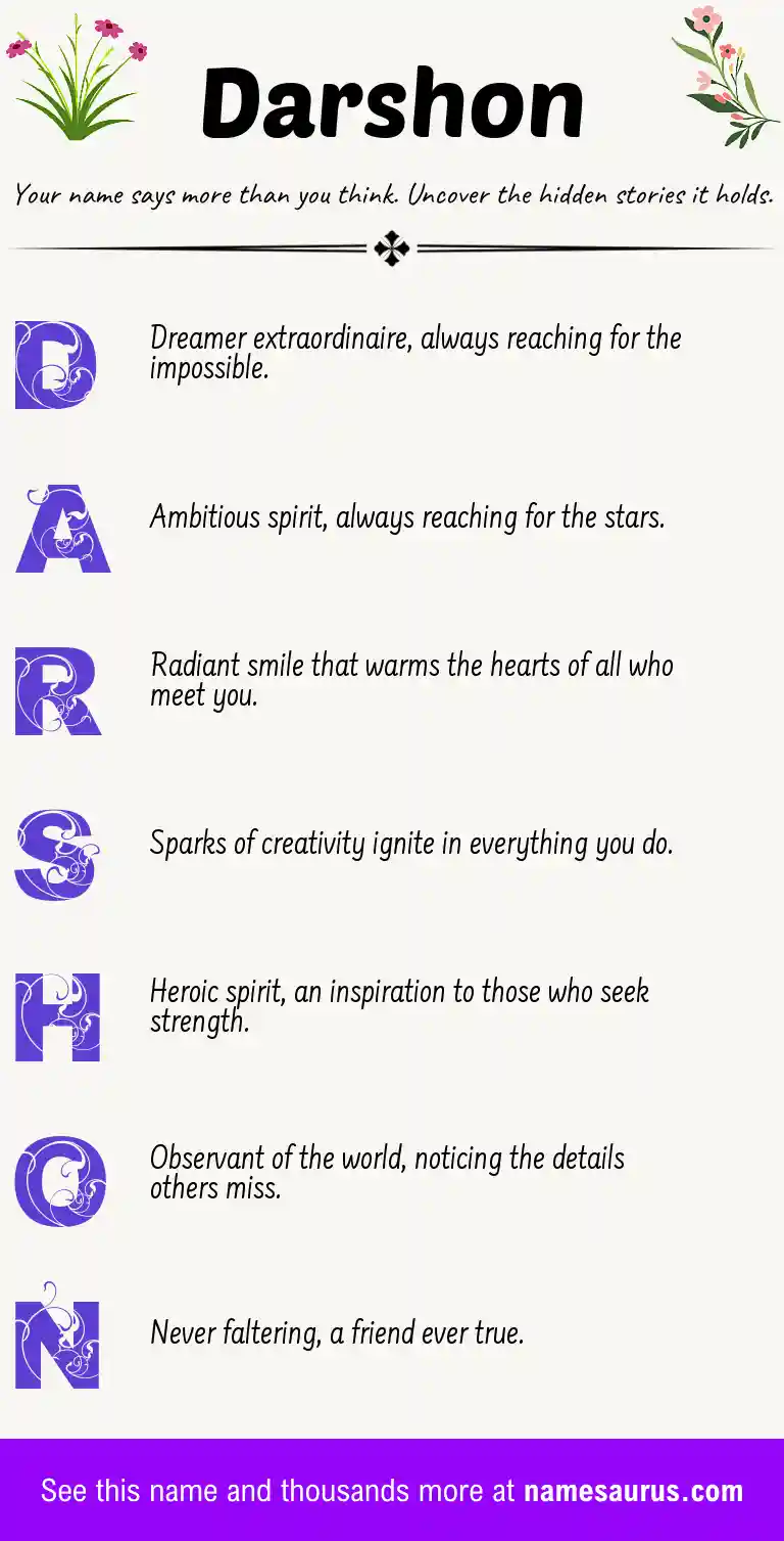 Acrostic poem about Darshon.