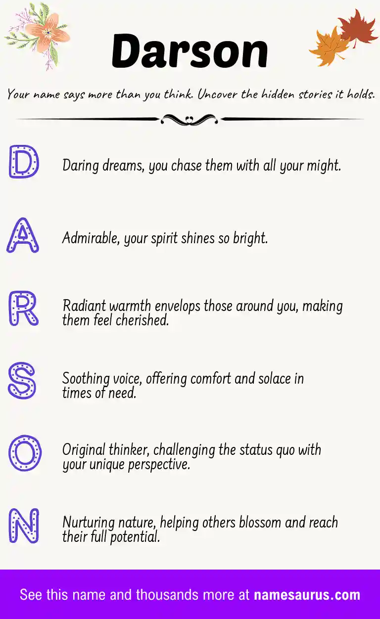 Acrostic poem about Darson.