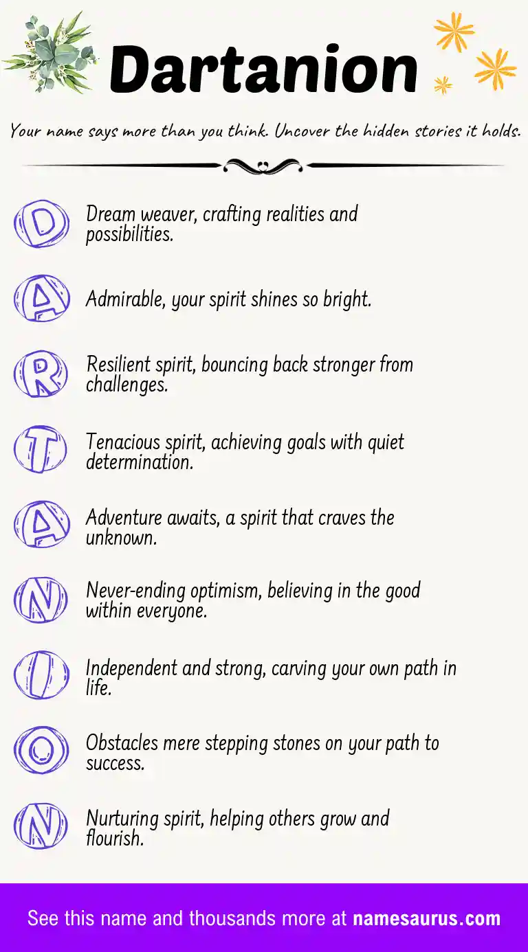 Acrostic poem about Dartanion.