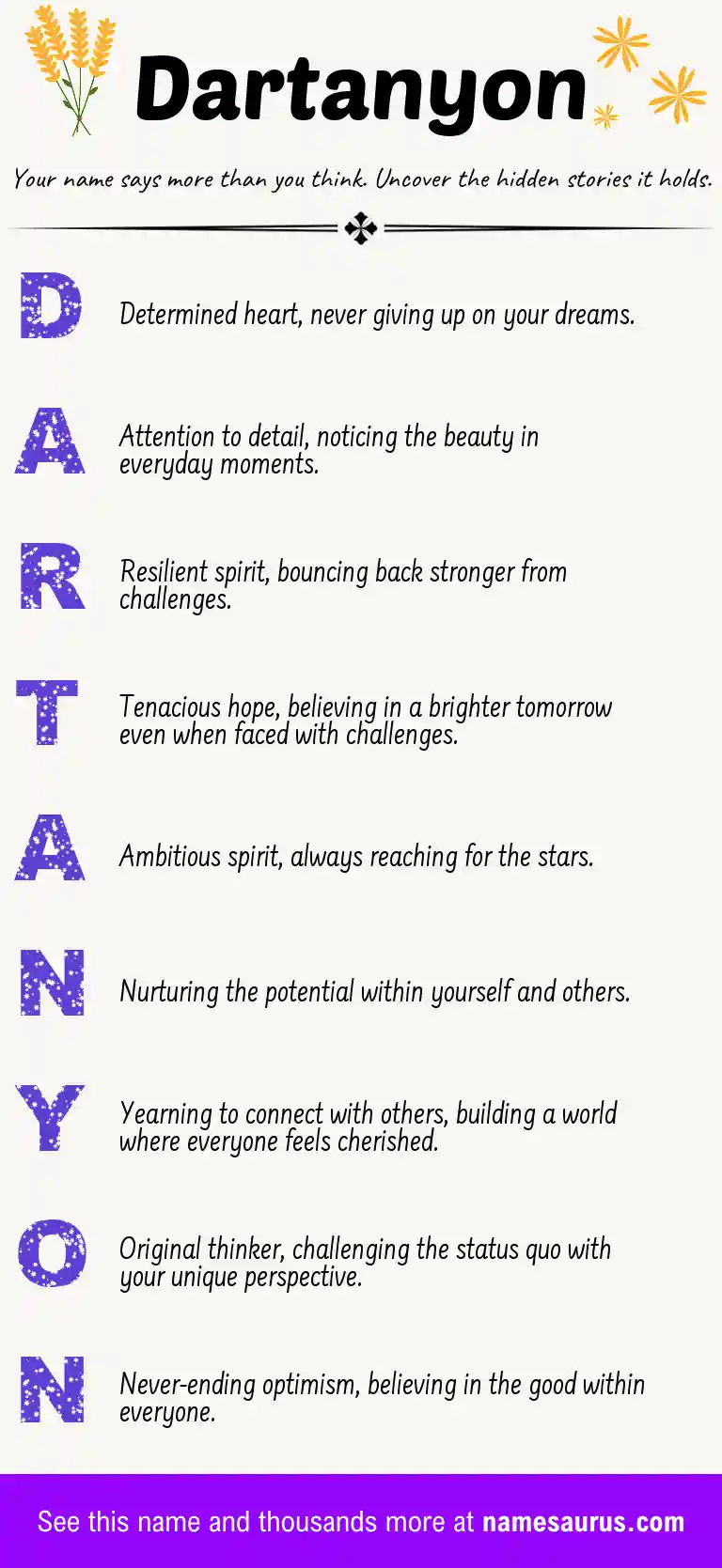 Acrostic poem about Dartanyon.