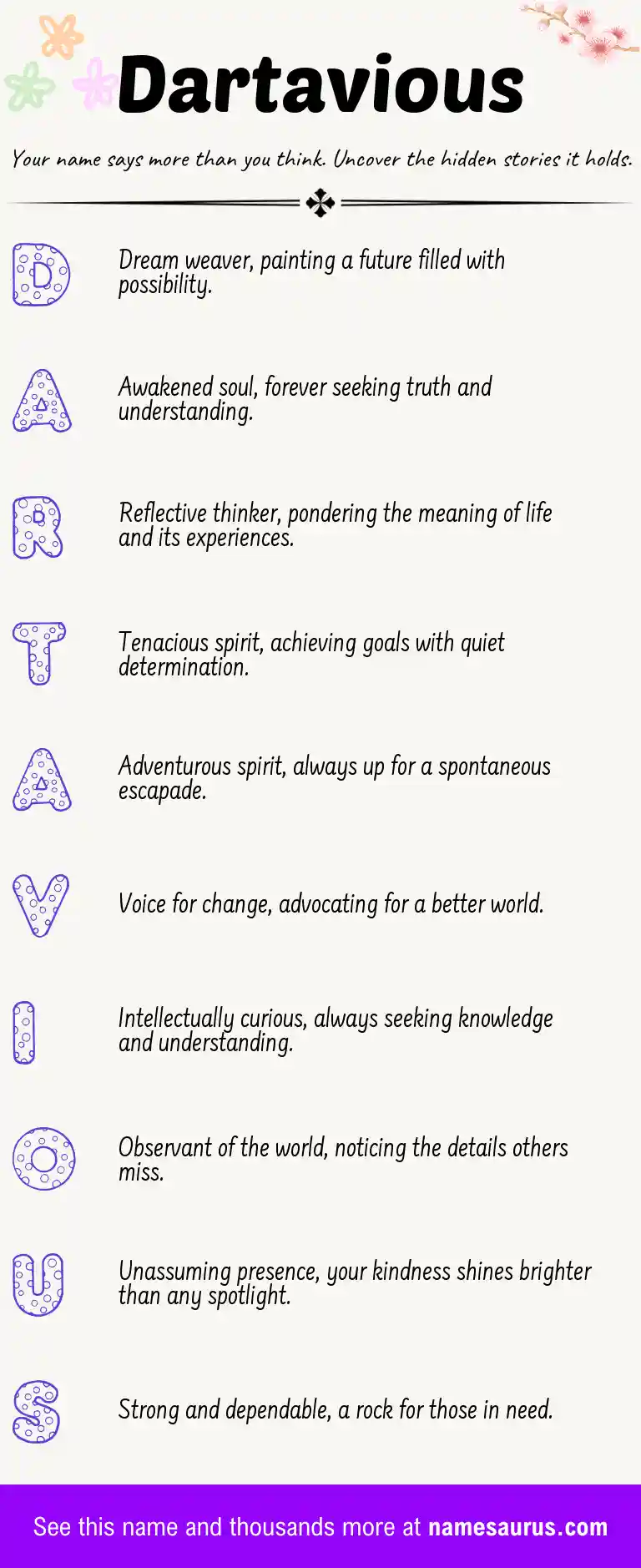 Acrostic poem about Dartavious.