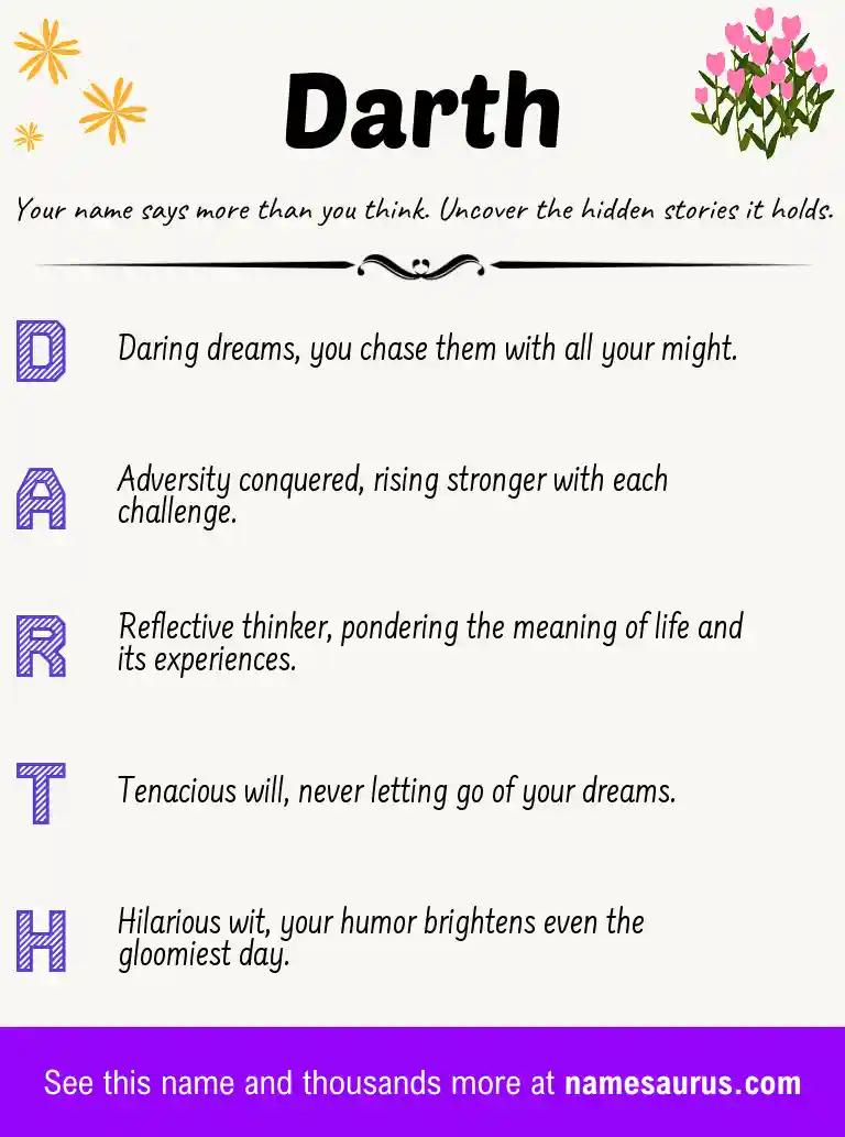 Acrostic poem about Darth.