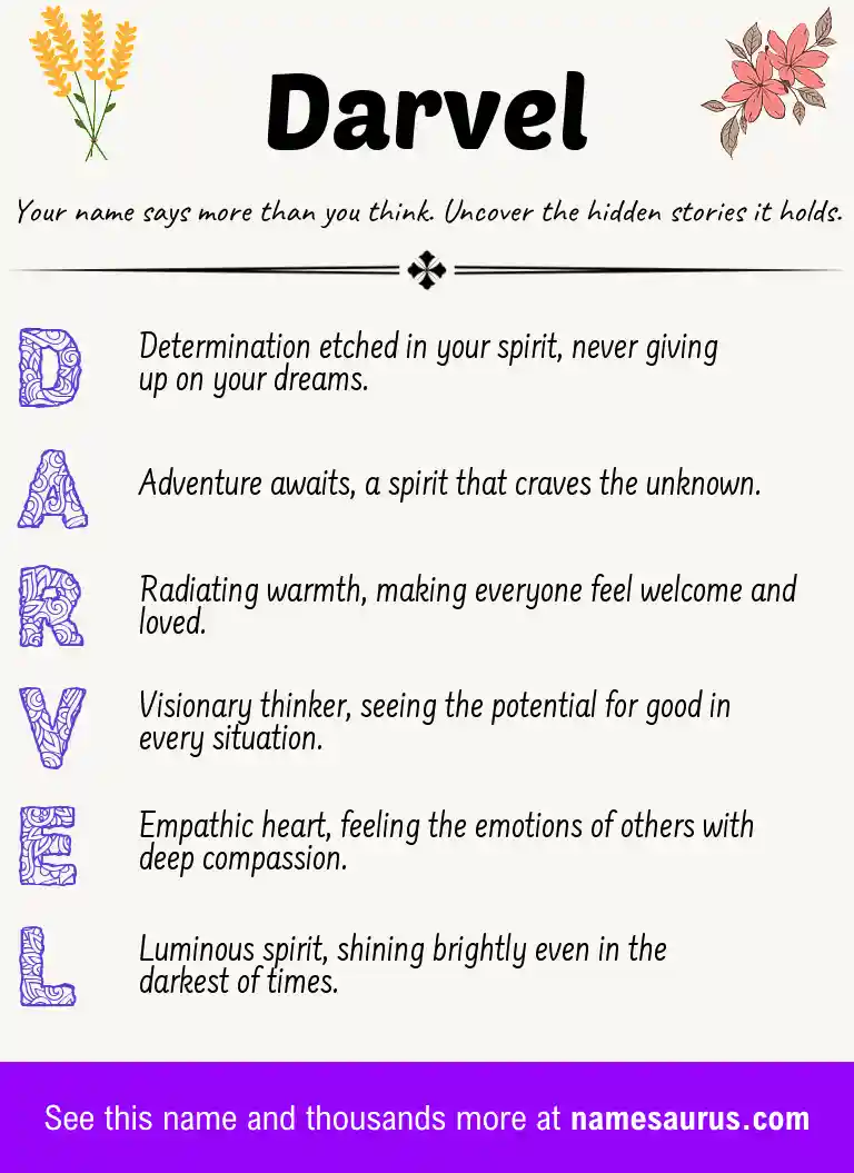 Acrostic poem about Darvel.