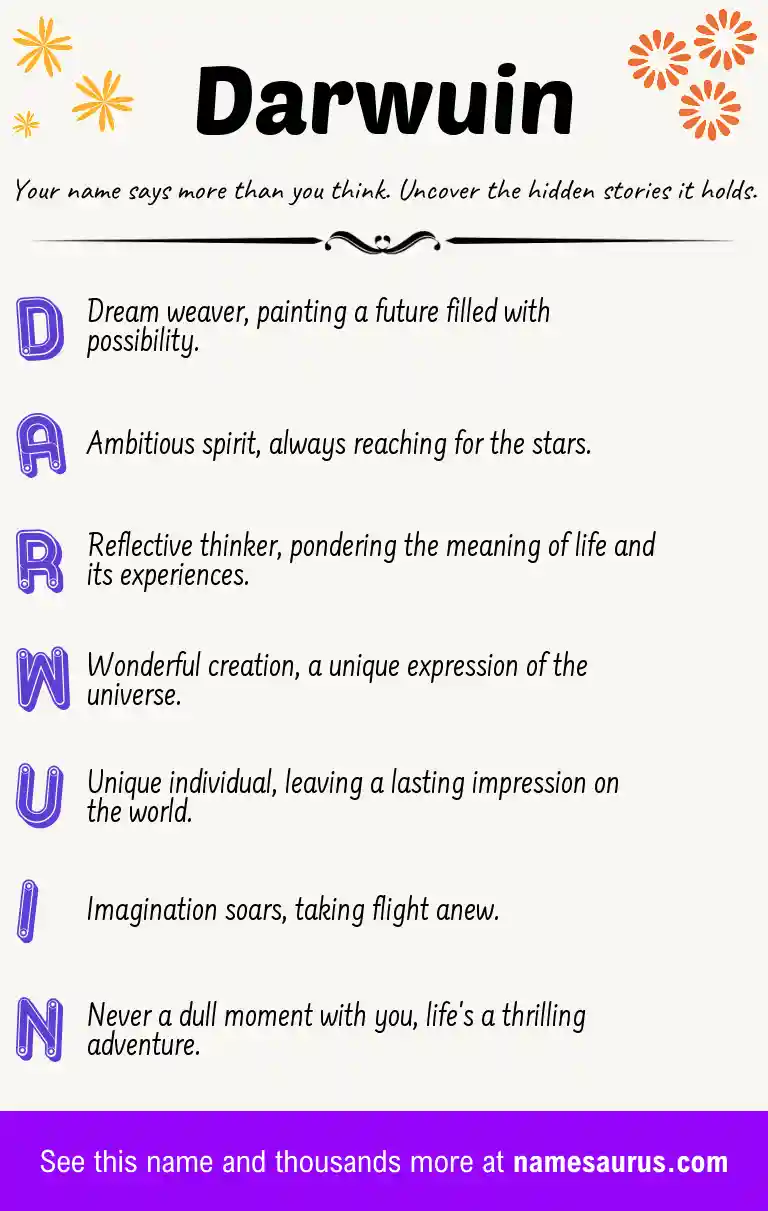 Acrostic poem about Darwuin.
