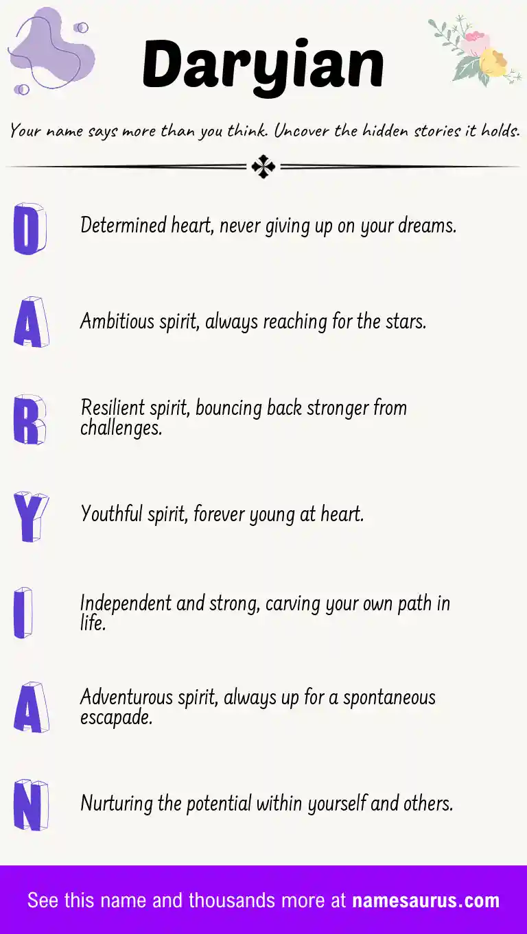 Acrostic poem about Daryian.