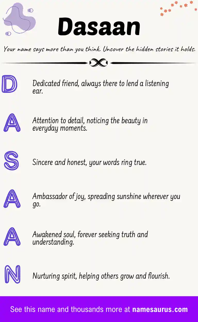 Acrostic poem about Dasaan.