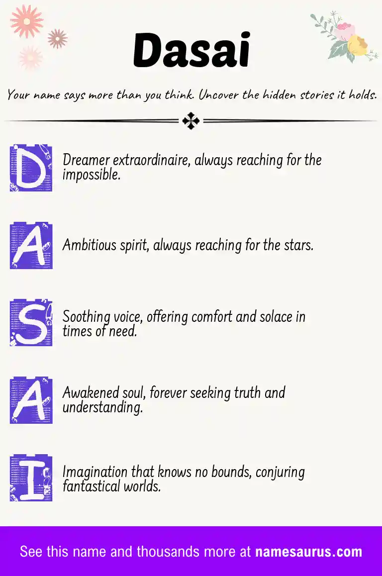 Acrostic poem about Dasai.