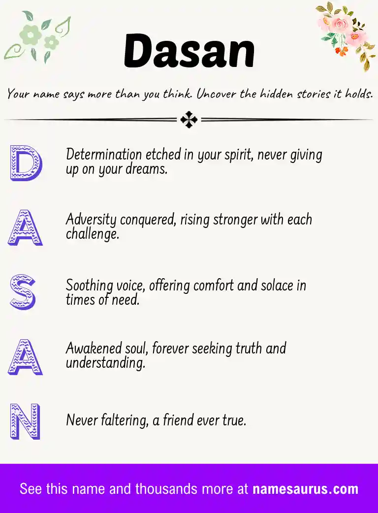 Acrostic poem about Dasan.