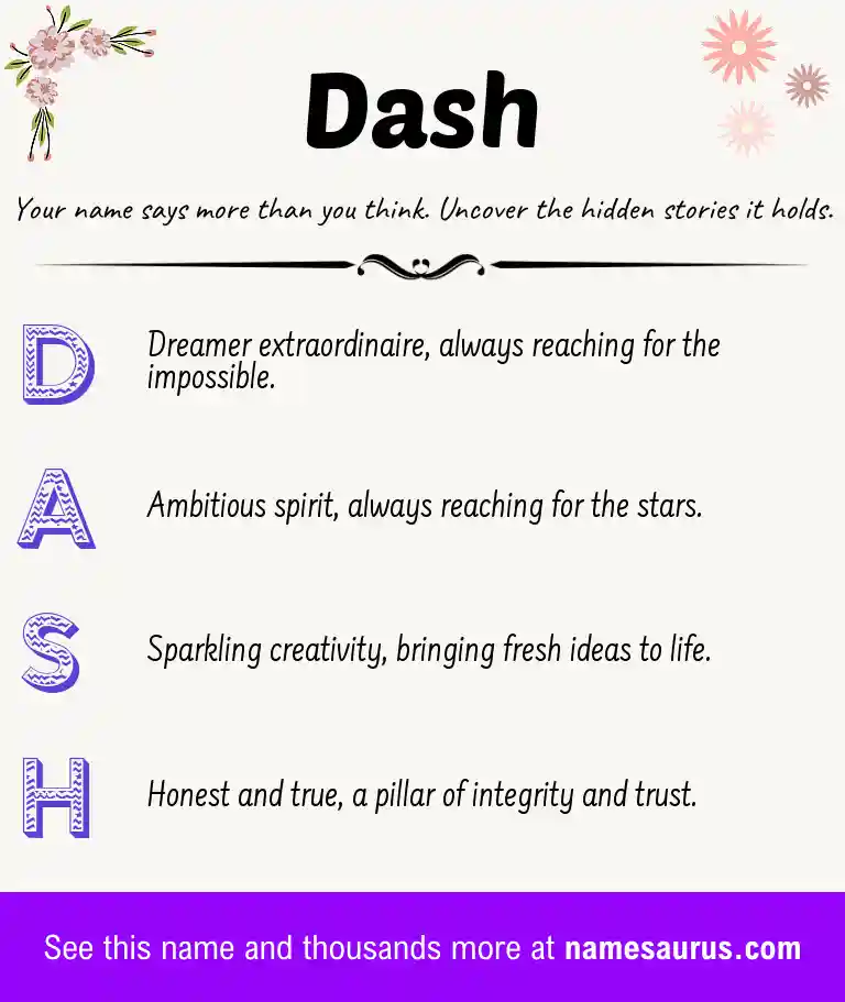 Acrostic poem about Dash.