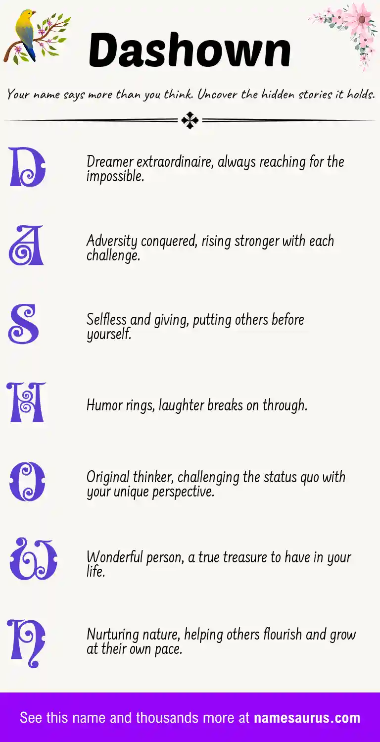 Acrostic poem about Dashown.