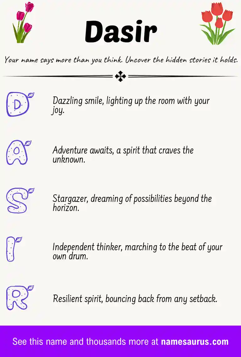 Acrostic poem about Dasir.