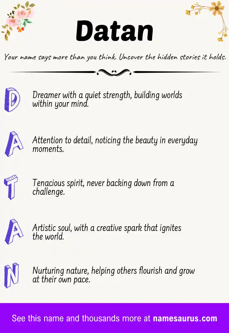 Acrostic poem about Datan.