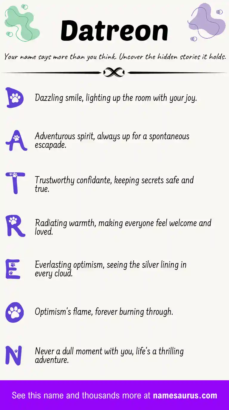 Acrostic poem about Datreon.
