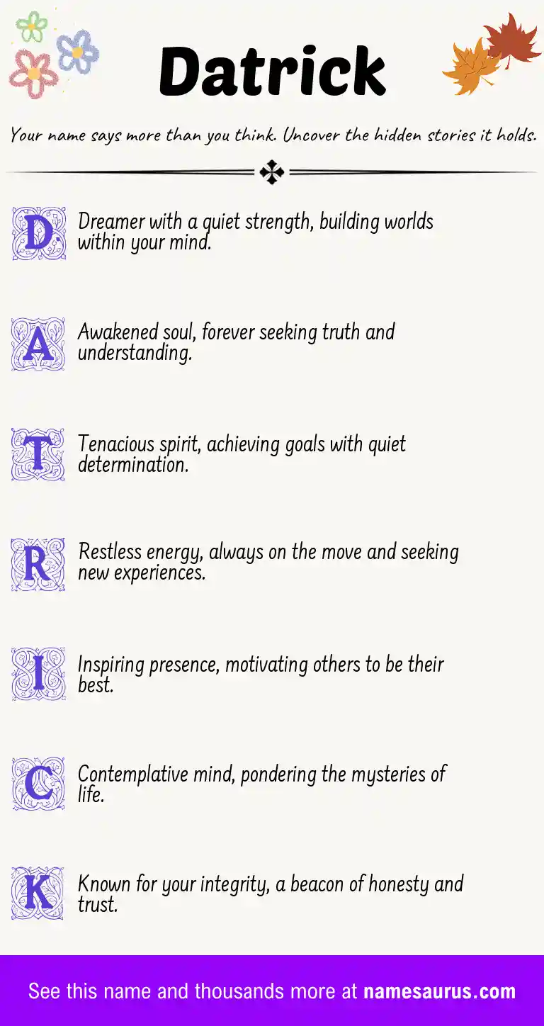 Acrostic poem about Datrick.