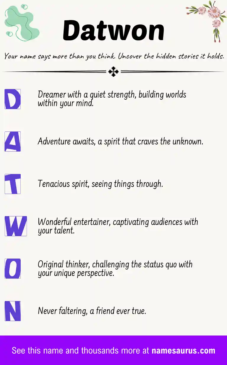 Acrostic poem about Datwon.