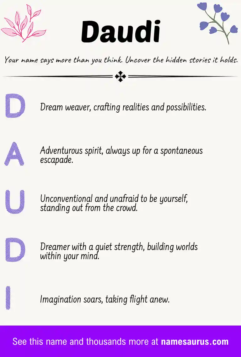 Acrostic poem about Daudi.
