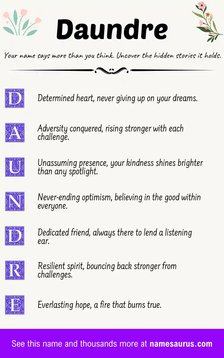 Acrostic poem about Daundre.