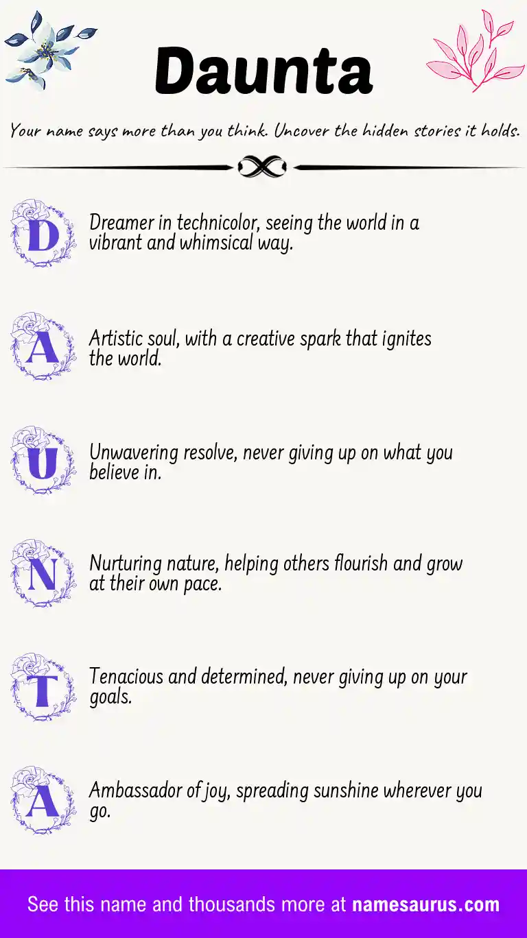 Acrostic poem about Daunta.