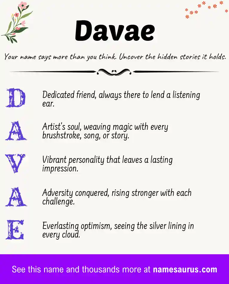 Acrostic poem about Davae.