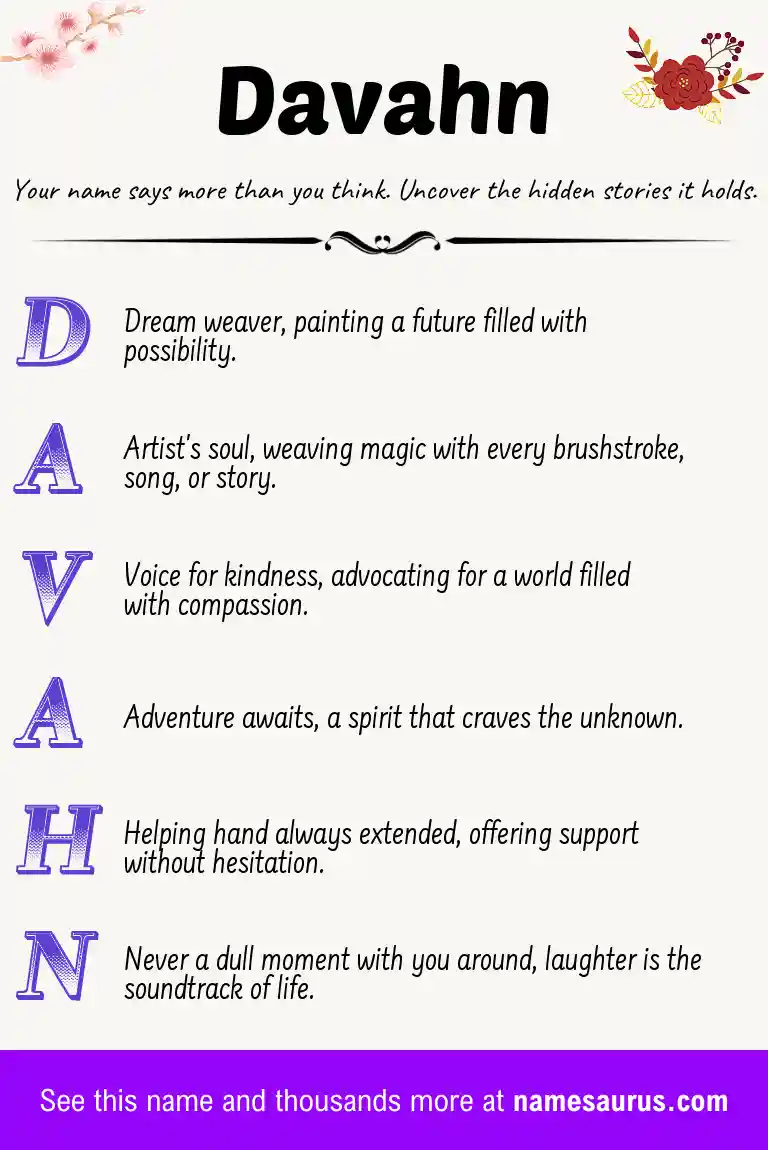 Acrostic poem about Davahn.