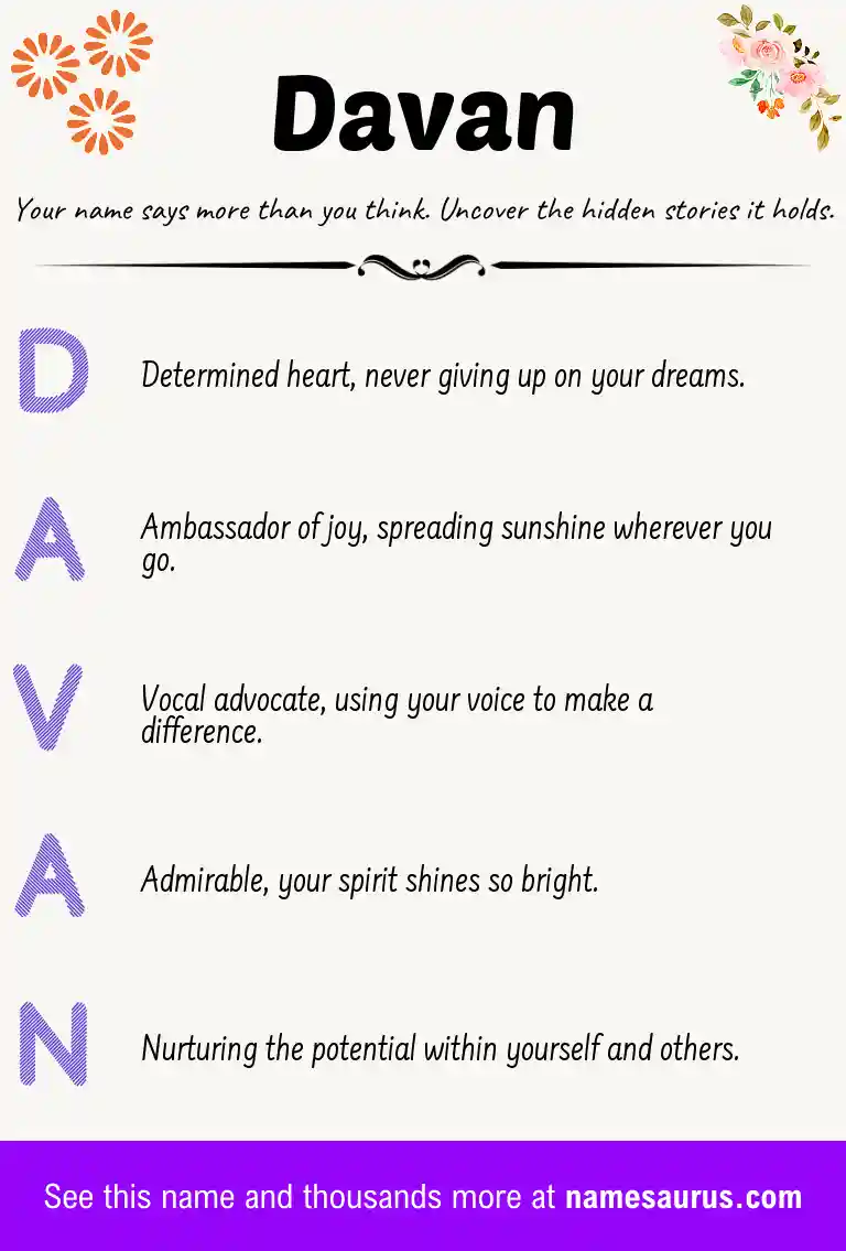 Acrostic poem about Davan.
