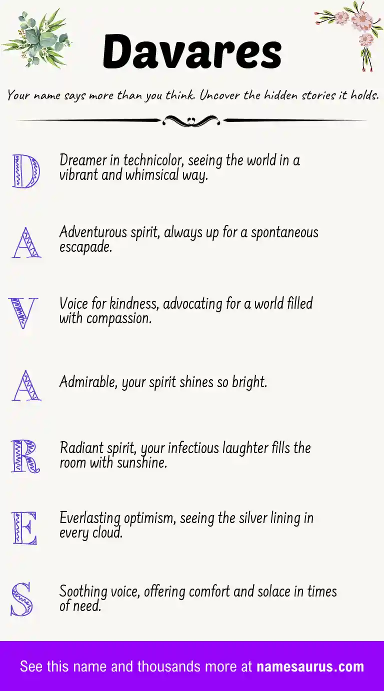 Acrostic poem about Davares.