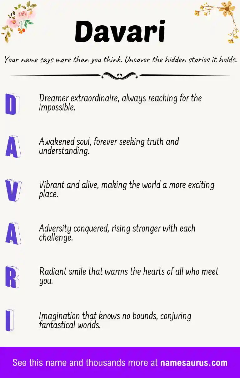 Acrostic poem about Davari.