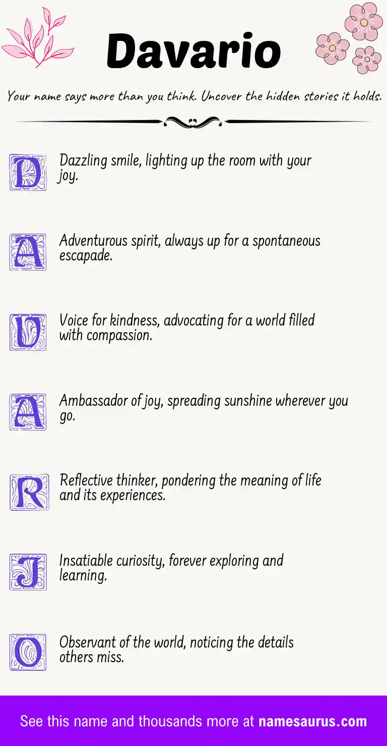 Acrostic poem about Davario.