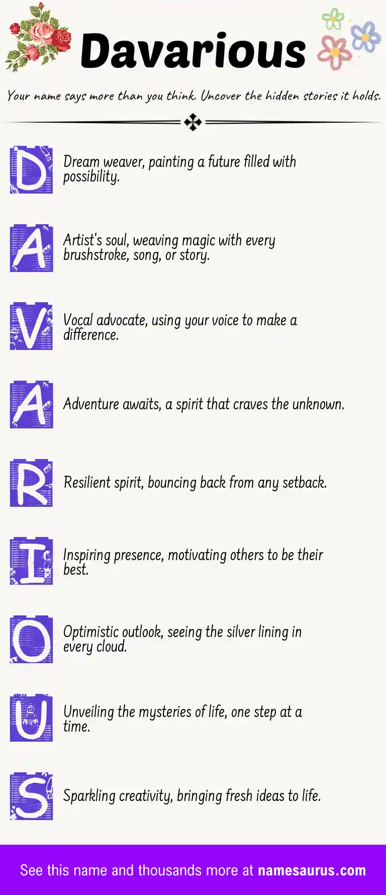 Acrostic poem about Davarious.