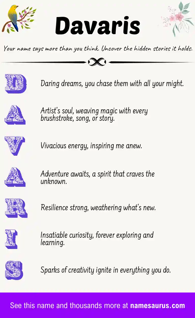 Acrostic poem about Davaris.
