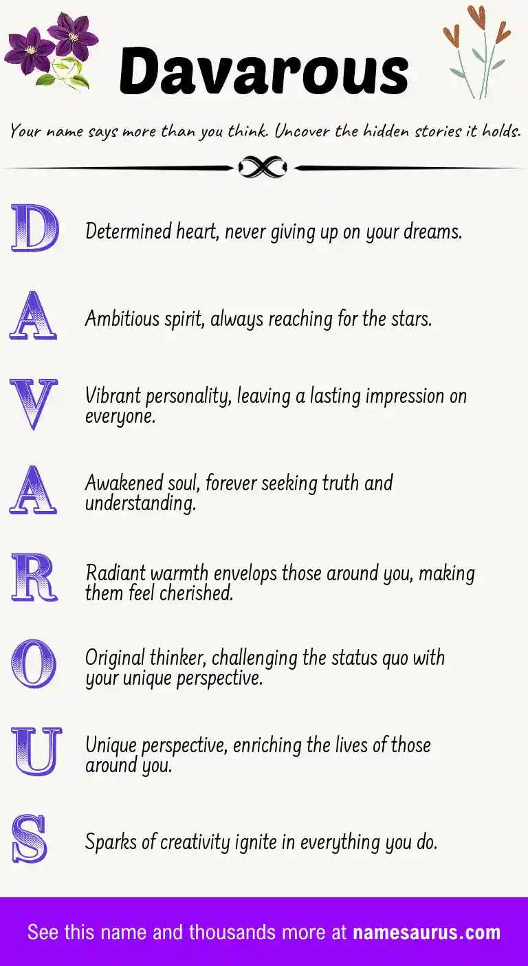 Acrostic poem about Davarous.
