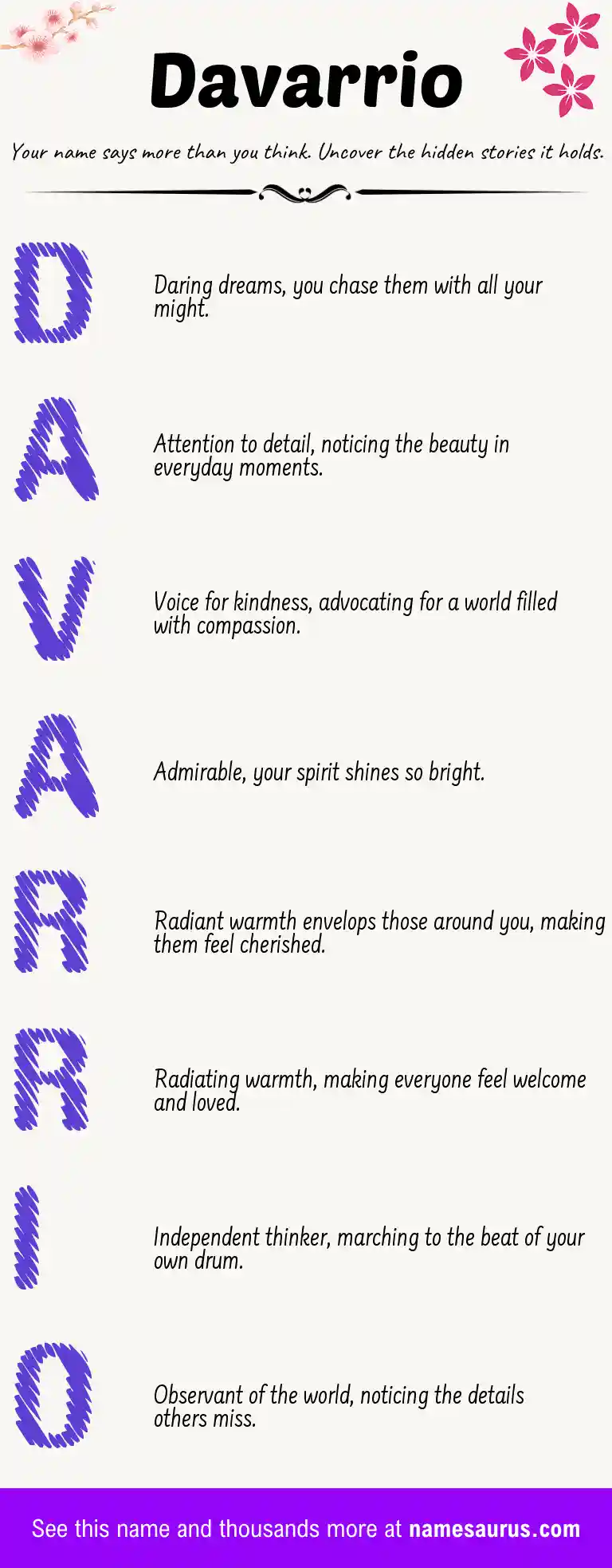 Acrostic poem about Davarrio.