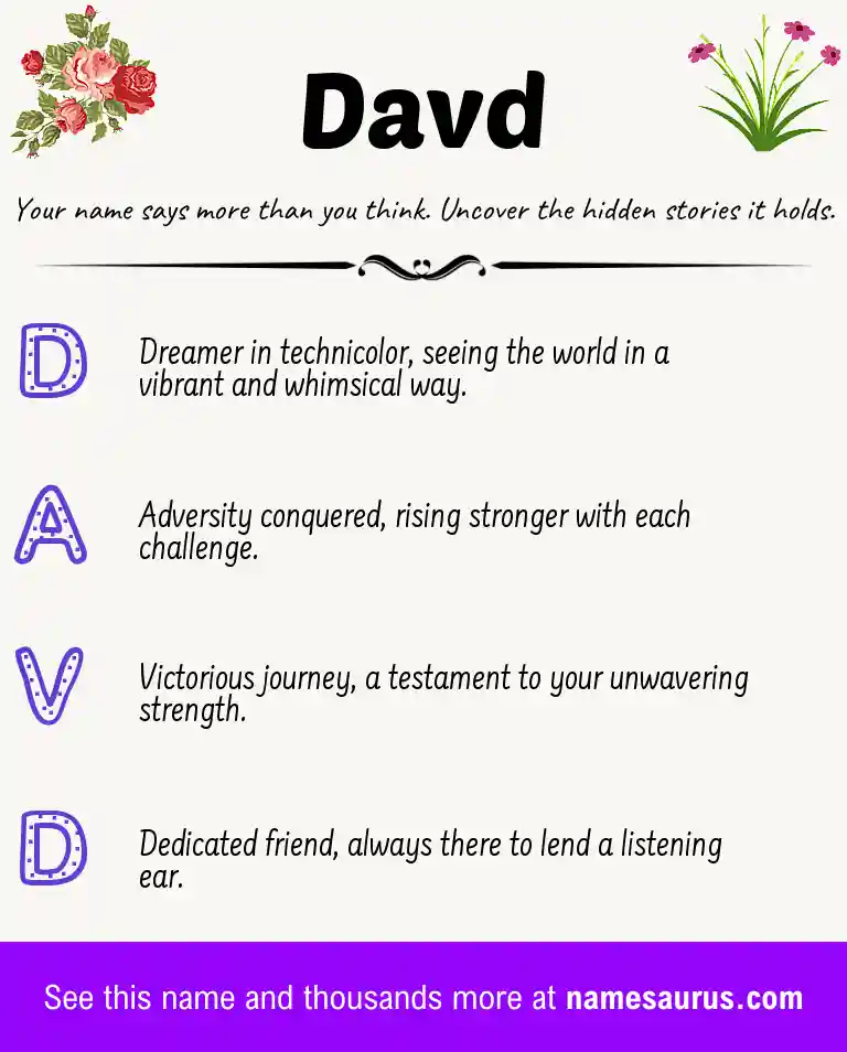 Acrostic poem about Davd.