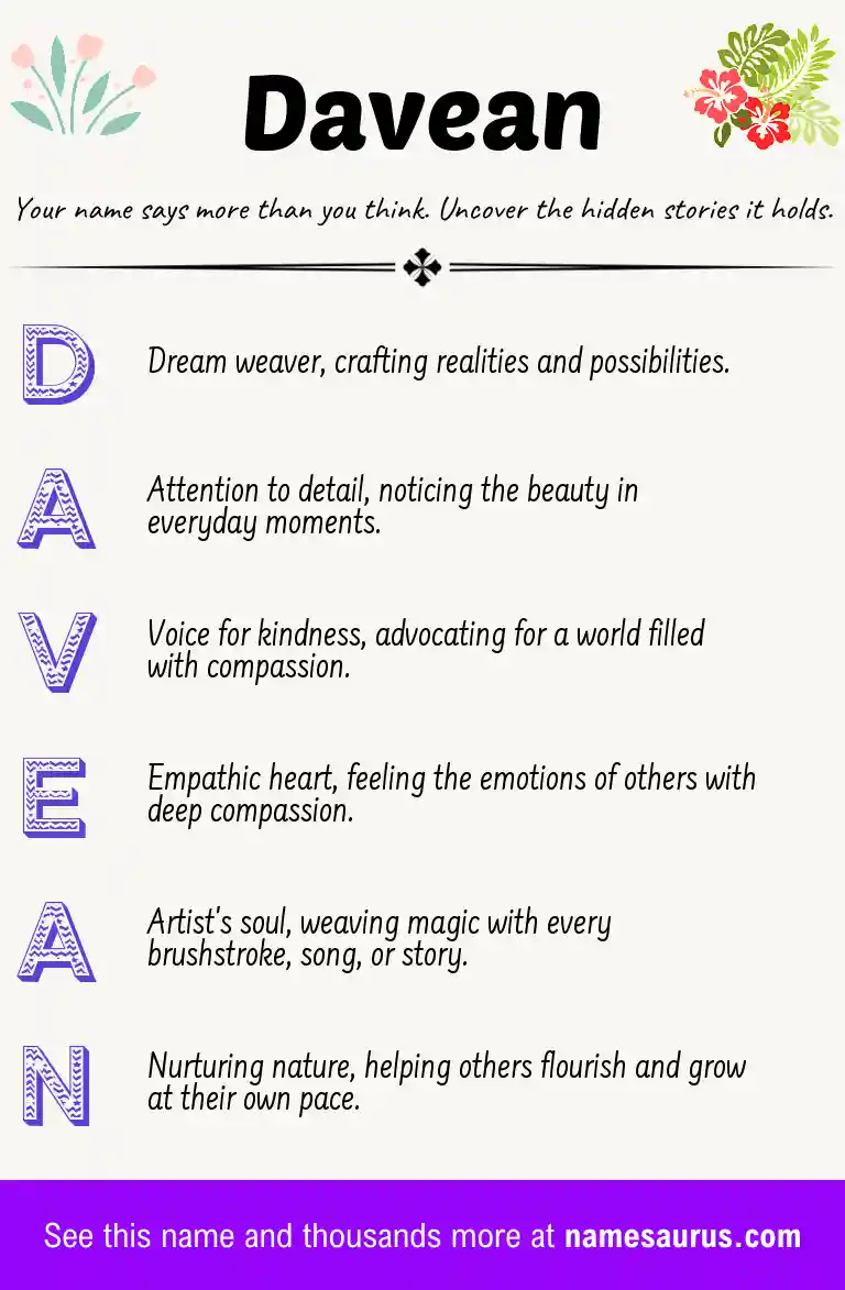 Acrostic poem about Davean.