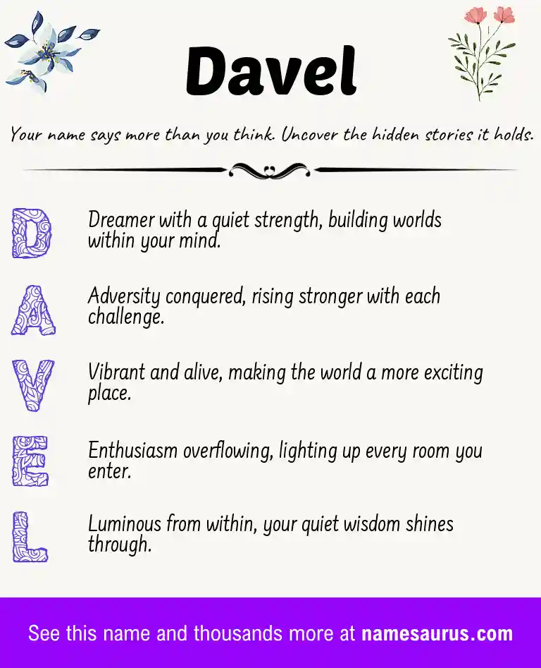 Acrostic poem about Davel.