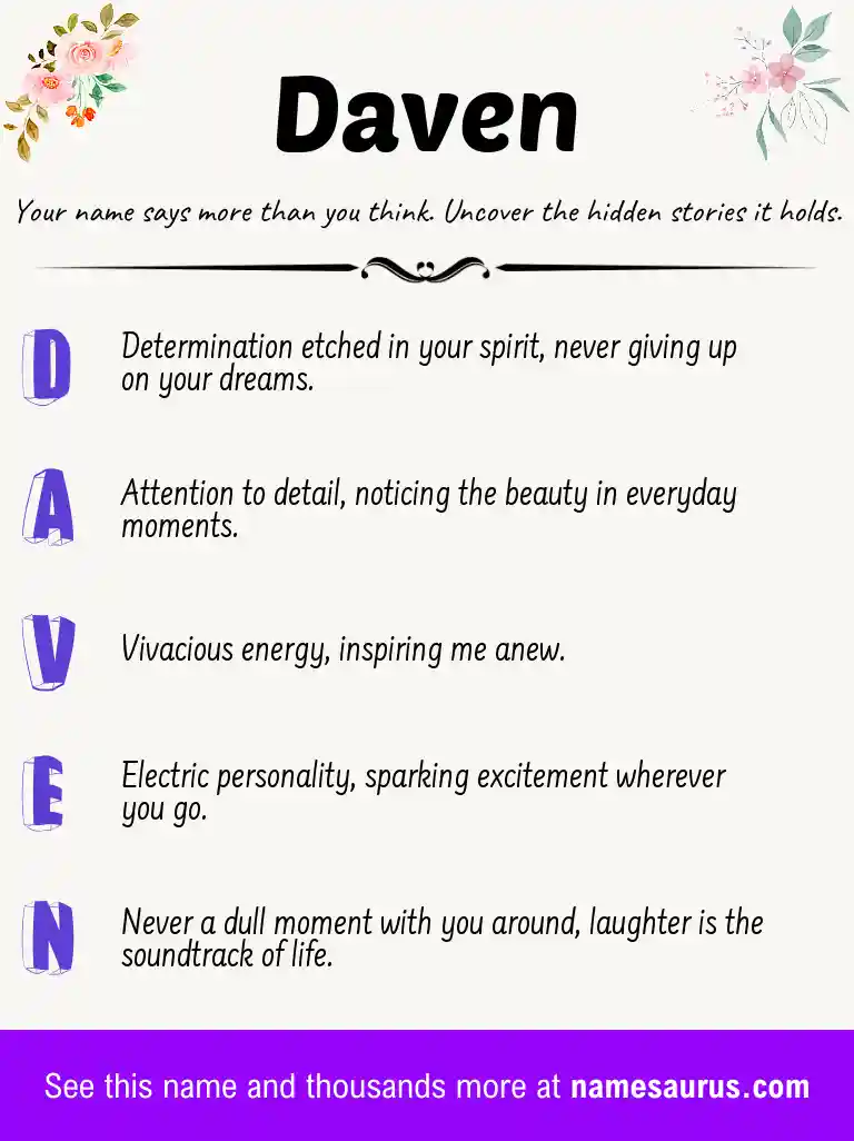 Acrostic poem about Daven.