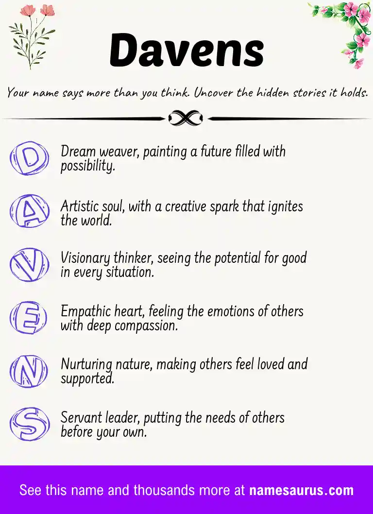 Acrostic poem about Davens.