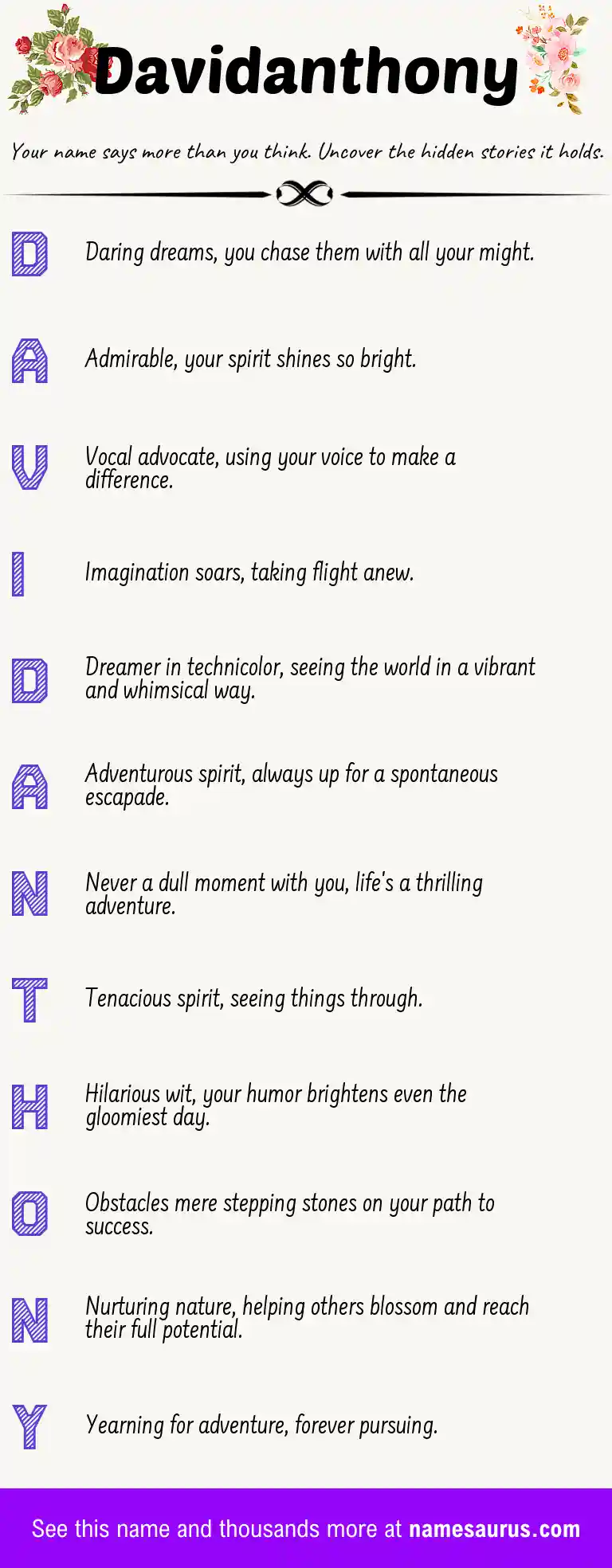 Acrostic poem about Davidanthony.