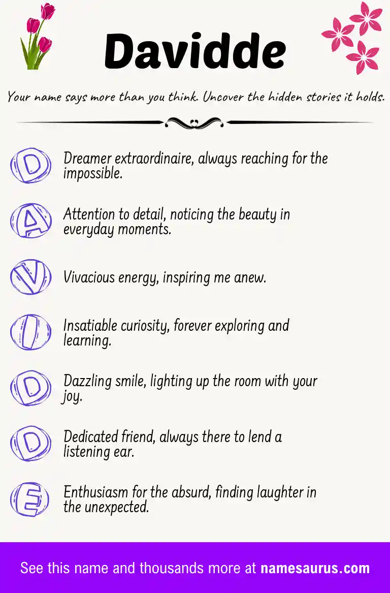 Acrostic poem about Davidde.