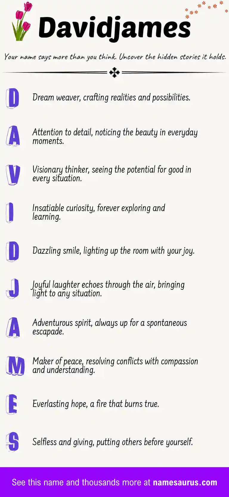 Acrostic poem about Davidjames.
