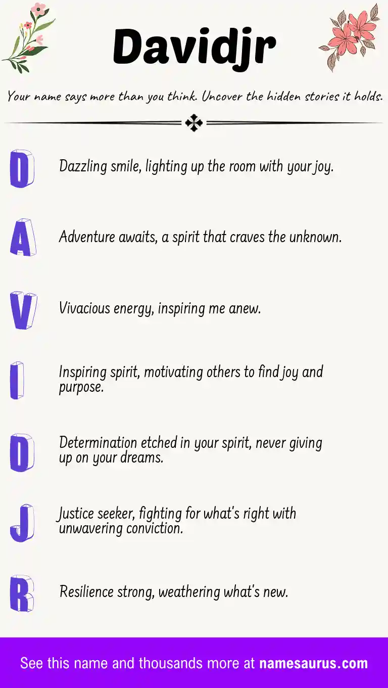 Acrostic poem about Davidjr.
