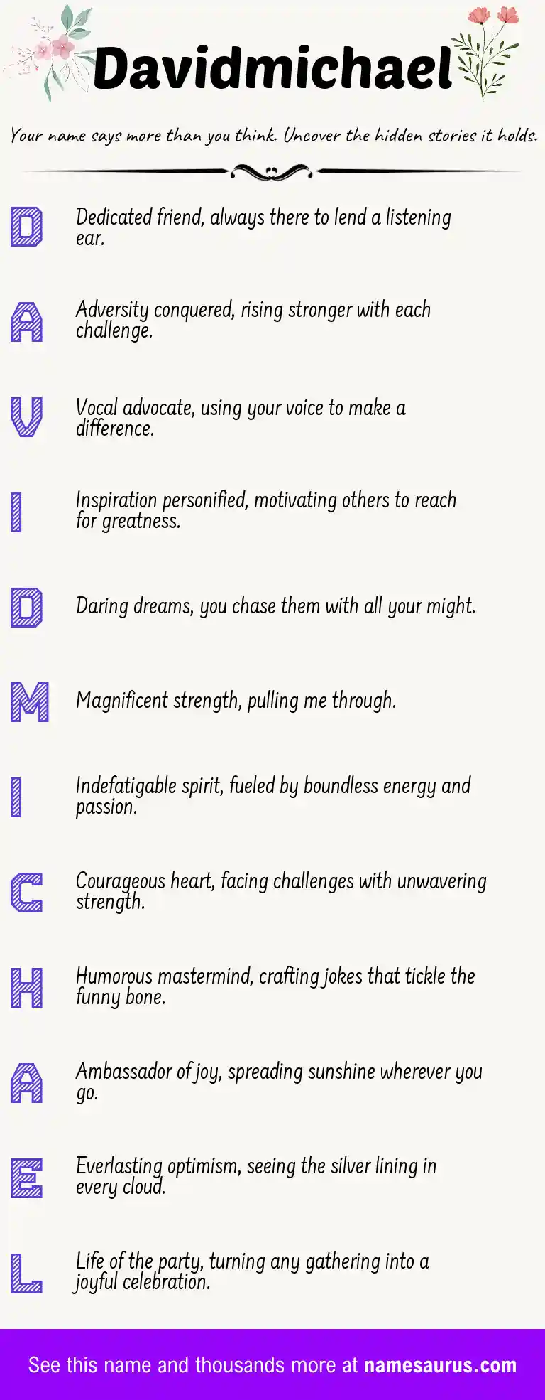 Acrostic poem about Davidmichael.