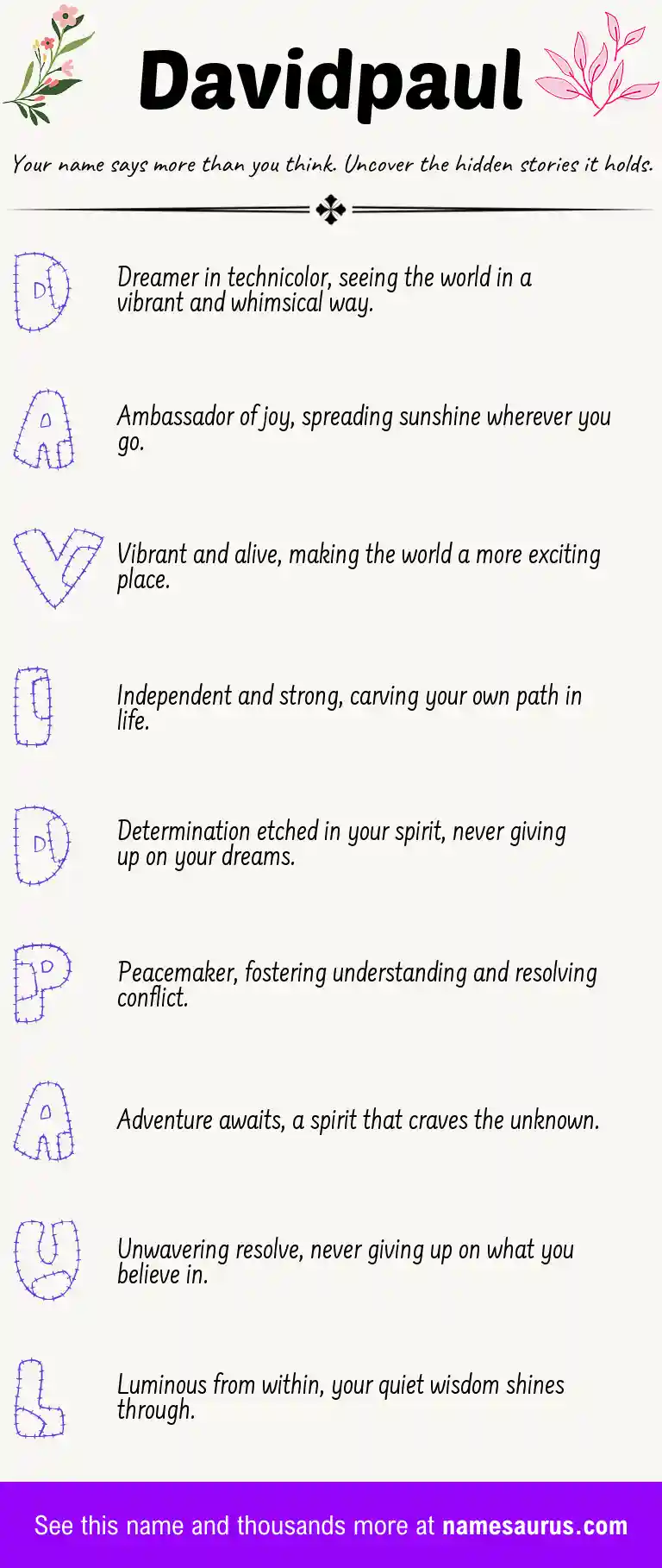 Acrostic poem about Davidpaul.
